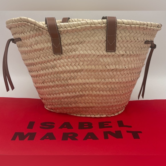 NEW ISABEL MARANT SUMMER STRAW BASKET BEACH TOTE BAG NWT - Picture 9 of 14